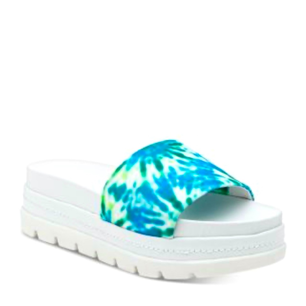 NWOT J Slides Blue and Green Tie-Dye Brit Sandals